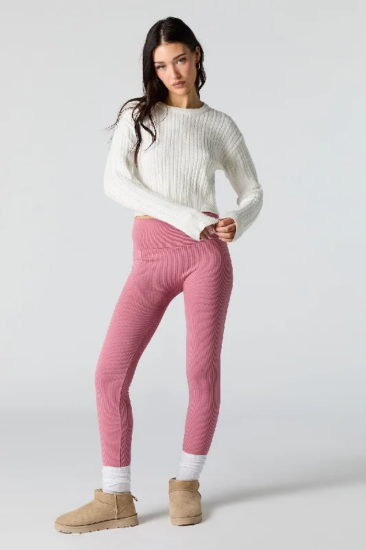 High Rise Seamless Ribbed Legging Chic Workout Leggings