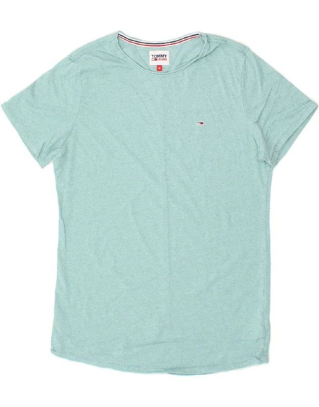 TOMMY HILFIGER Mens T-Shirt Top Medium Blue Jersey Fabric Tulle Fabric Batik Fabric