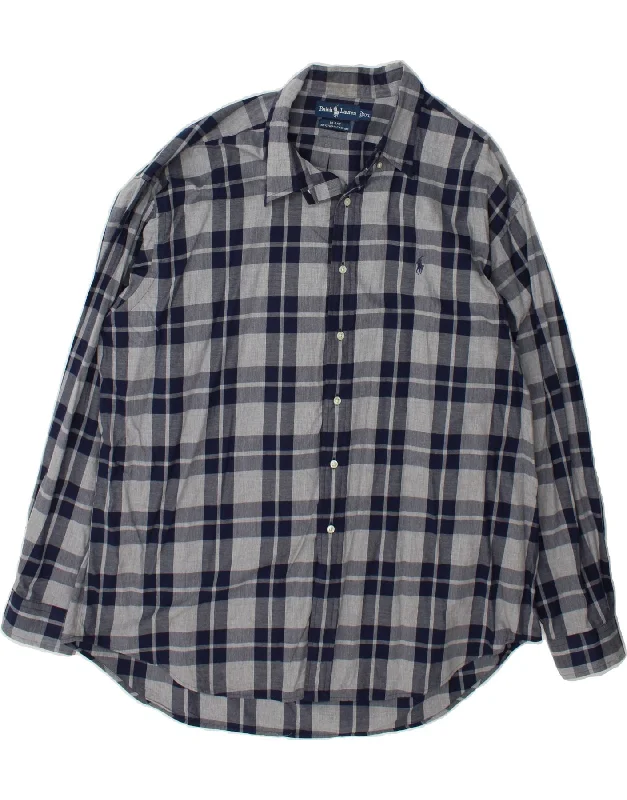 RALPH LAUREN Mens Blake Loose Fit Shirt 2XL Grey Check Cotton Ribbed Striped Patterned RALPH LAUREN Mens Blake Loose Fit Shirt 2XL Grey Check Cotton Ribbed Striped Patterned