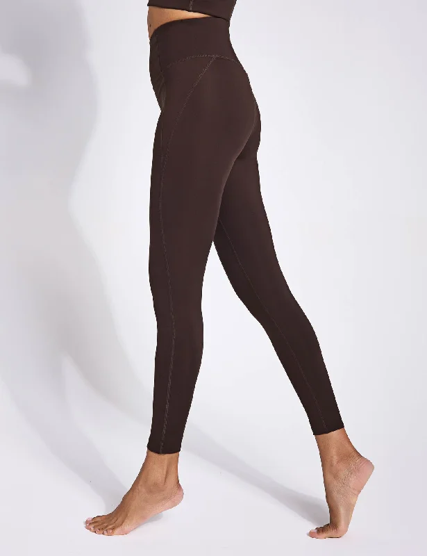 Compressive High Waisted Legging - Cocoa Bean Fashionable Solid Color Tights