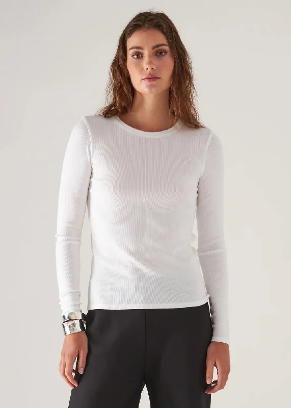 Pima Stretch Ribbed Long Sleeve Crew T-Shirt Zippered Front Buttoned Front Snap Front Pima Stretch Ribbed Long Sleeve Crew T-Shirt Zippered Front Buttoned Front Snap Front
