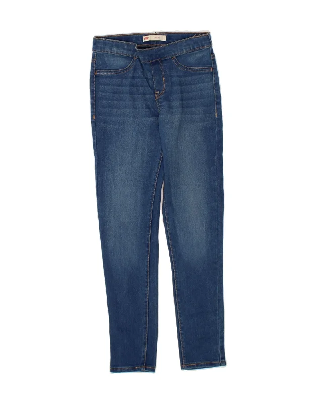 LEVI'S Girls Legging Skinny Jeans 9-10 Years W24 L25 Blue Cotton Stylish Printed Stretch Leggings