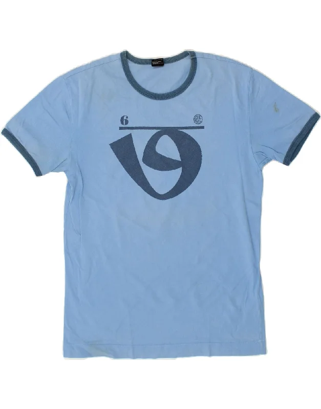 DIESEL Mens Graphic T-Shirt Top Large Blue Cotton Mesh Blend Leather Blend Suede Blend DIESEL Mens Graphic T-Shirt Top Large Blue Cotton Mesh Blend Leather Blend Suede Blend
