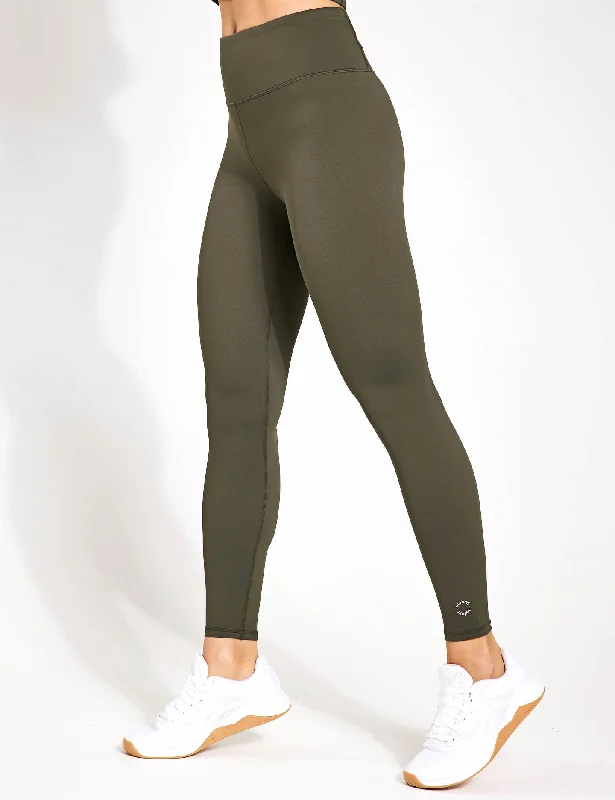 Camila Full Length Legging - Army Green Cozy Reflective Detail Leggings