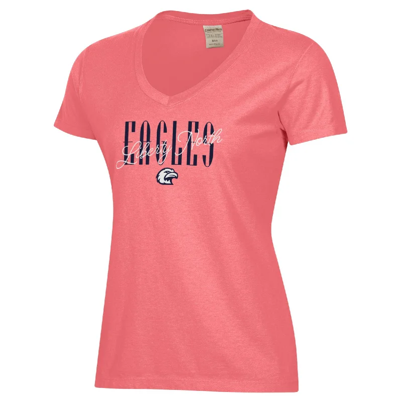Liberty North "Coral Craze" Short Sleeve Womens Shirt- Comfort Wash Asymmetrical Pockets Print Liberty North "Coral Craze" Short Sleeve Womens Shirt- Comfort Wash Asymmetrical Pockets Print