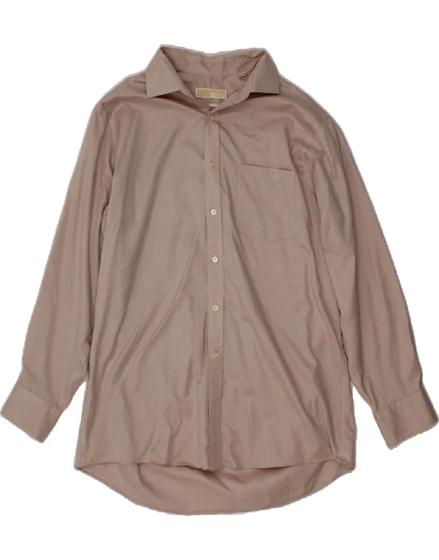 MICHAEL KORS Mens Shirt Size 16 1/2 Large Beige Cotton Terry Blend Velvet Blend Canvas Blend MICHAEL KORS Mens Shirt Size 16 1/2 Large Beige Cotton Terry Blend Velvet Blend Canvas Blend
