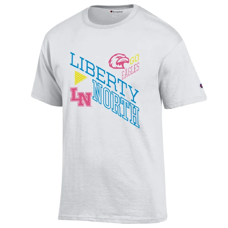 Liberty North Eagles WHITE w/FLUORESCENT T-Shirt - Champion Lace Blend Ribbed Blend Corduroy Blend Liberty North Eagles WHITE w/FLUORESCENT T-Shirt - Champion Lace Blend Ribbed Blend Corduroy Blend