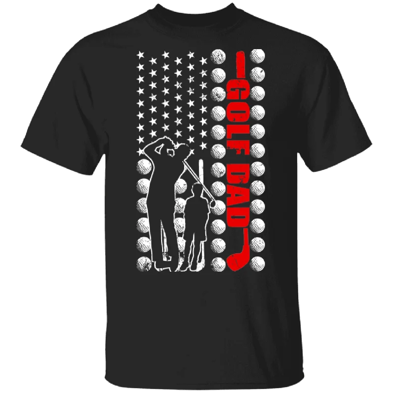 Golf Dad American Flag Shirt Matching Golf Lover Player Fans Coach Trainer Father's Day Gifts T-Shirt Knit Fabric Woven Fabric Fleece Fabric