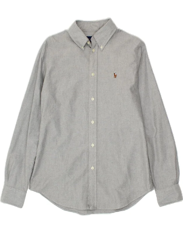 RALPH LAUREN Mens Custom Fit Shirt Medium Grey Cotton Machine Wash Dry Clean Hand Wash