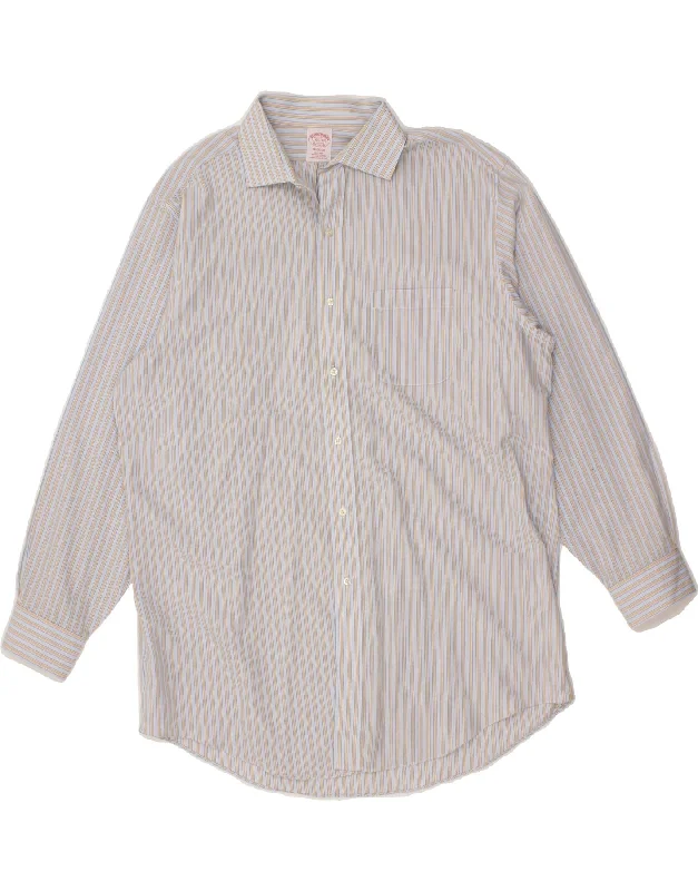 BROOKS BROTHERS Mens Madison Shirt Size 16 1/2 Large Blue Striped Cotton Cashmere Blend Cotton Blend Poly Blend BROOKS BROTHERS Mens Madison Shirt Size 16 1/2 Large Blue Striped Cotton Cashmere Blend Cotton Blend Poly Blend
