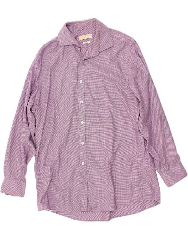 MICHAEL KORS Mens NON - IRON Shirt UK 16 1/2 Large Purple Check Striped Floral Plaid MICHAEL KORS Mens NON - IRON Shirt UK 16 1/2 Large Purple Check Striped Floral Plaid