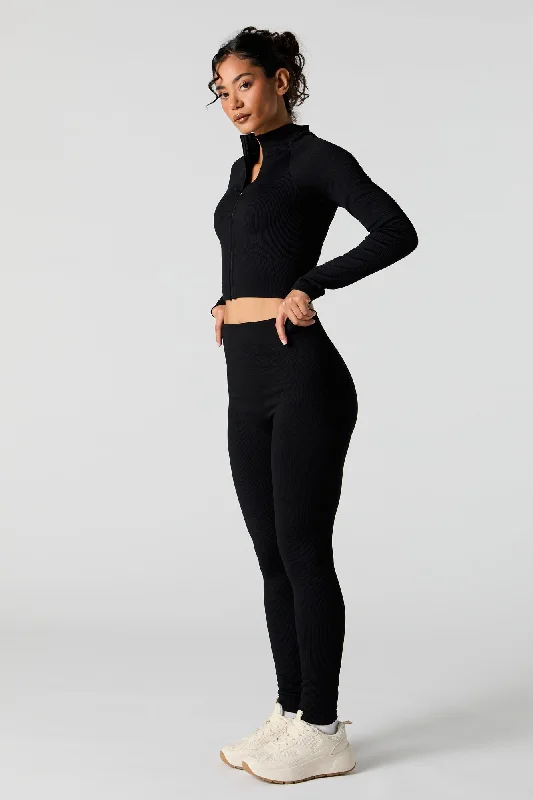 Active Seamless Ribbed Legging Trendy Sports Performance Leggings
