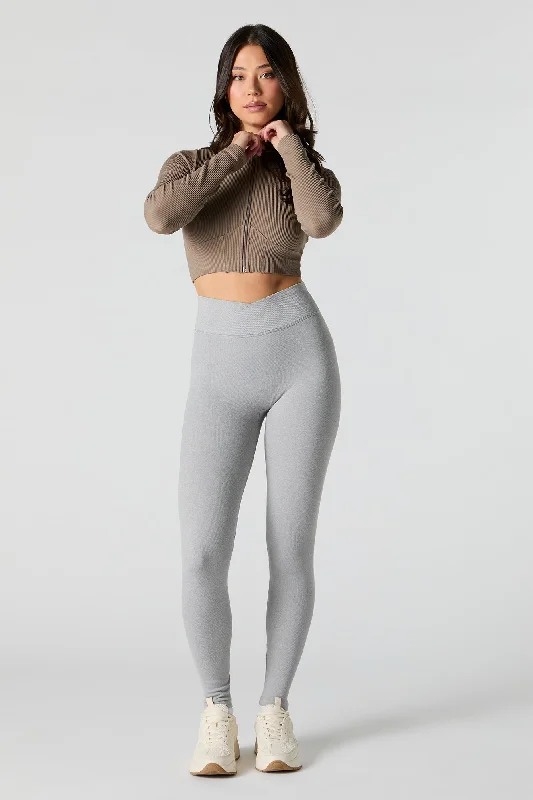 Active Ribbed V Waist Legging Stylish Stretch-Waist Leggings