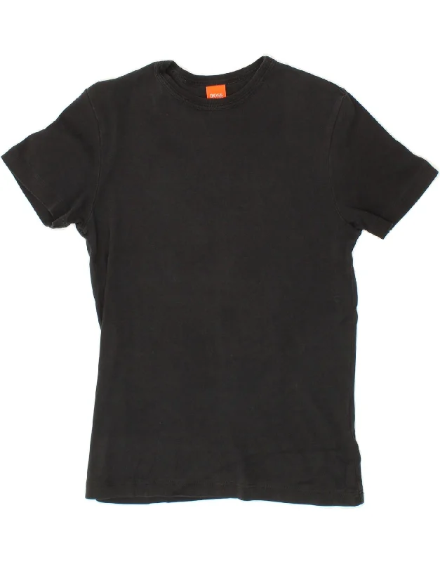 HUGO BOSS Mens T-Shirt Top Small Navy Blue Cotton Polka Dot Checkered Tartan