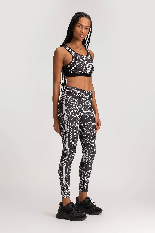 Marble Leggings Fashionable Ribbed Knit Leggings