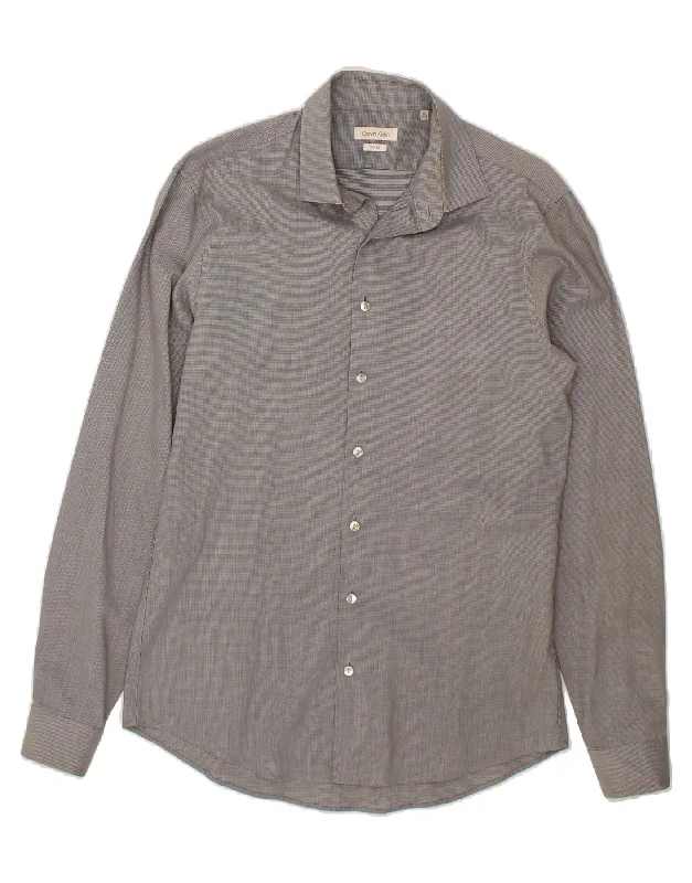 CALVIN KLEIN Mens Slim Fit Shirt Size 15 3/4 40 Medium Grey Check Cotton Cozy Warm Stylish CALVIN KLEIN Mens Slim Fit Shirt Size 15 3/4 40 Medium Grey Check Cotton Cozy Warm Stylish