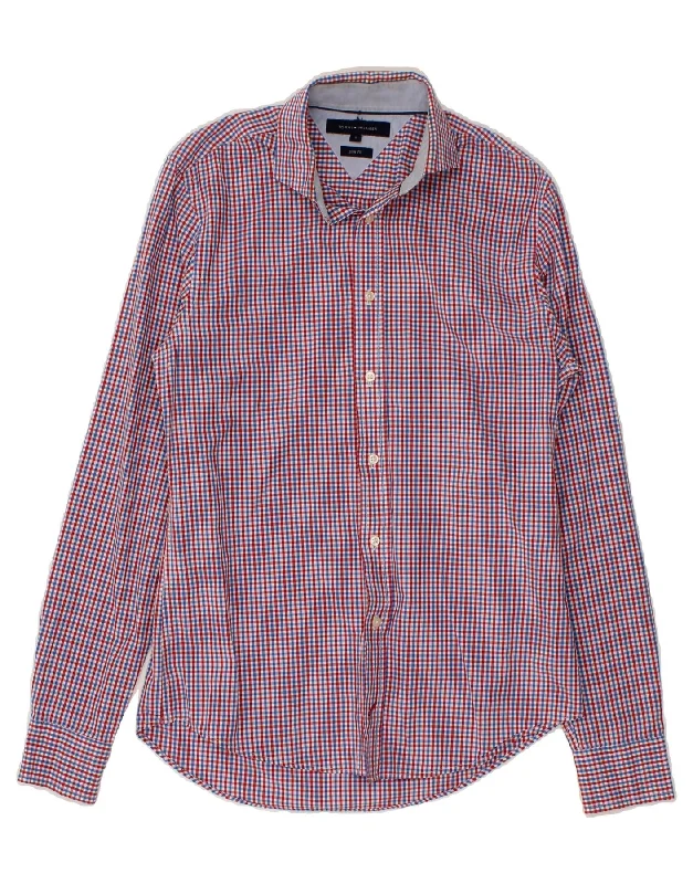 TOMMY HILFIGER Mens Slim Fit Shirt Small Multicoloured Check Mesh Fabric Canvas Fabric Denim Fabric TOMMY HILFIGER Mens Slim Fit Shirt Small Multicoloured Check Mesh Fabric Canvas Fabric Denim Fabric