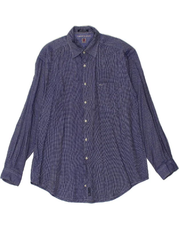 TOMMY HILFIGER Mens Grant Fit Shirt XL Navy Blue Check Cotton Polka Dot Checkered Tartan TOMMY HILFIGER Mens Grant Fit Shirt XL Navy Blue Check Cotton Polka Dot Checkered Tartan
