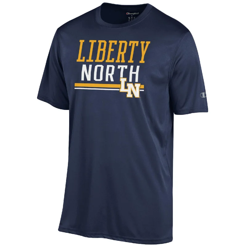 Liberty North Eagles MARINE NAVY ATHLETIC SS T-SHIRT - Champion Fleece Nylon Spandex Liberty North Eagles MARINE NAVY ATHLETIC SS T-SHIRT - Champion Fleece Nylon Spandex