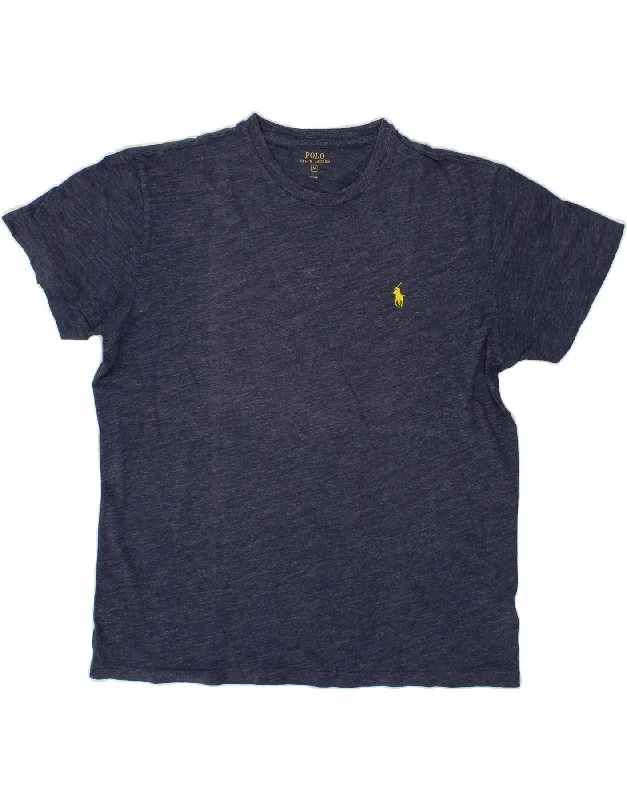 POLO RALPH LAUREN Mens T-Shirt Top Medium Navy Blue Cotton Fitted T-Shirt Seamless Stretchy