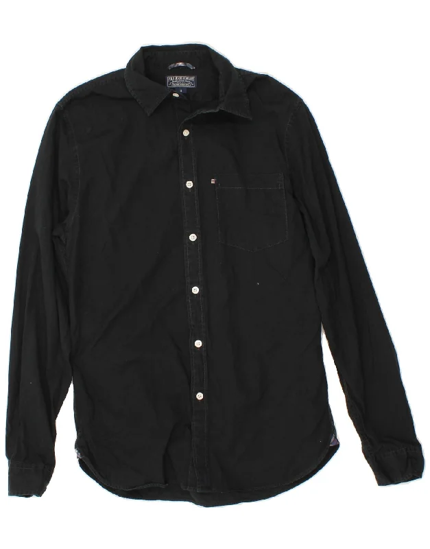 RALPH LAUREN Mens Shirt Small Black Cotton Collared T-Shirt Boat Neck A-Line