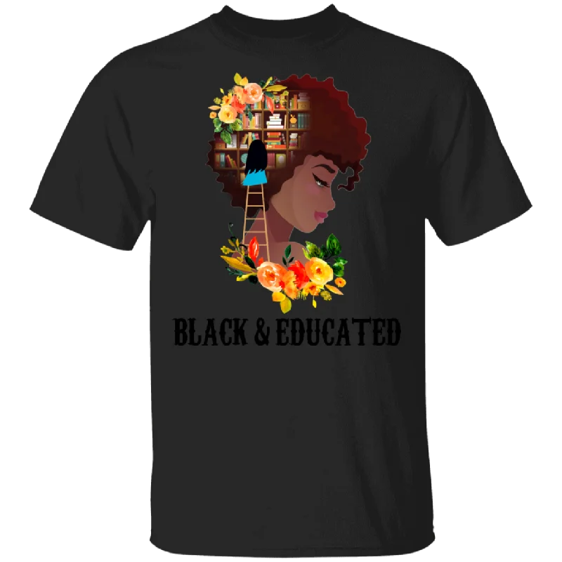 Black And Educated Cute Floral Books In Black Girl's Brain Shirt Matching Girl Women Queen African Black History Month Gifts T-Shirt Front Pockets Side Pockets Patch Pockets Black And Educated Cute Floral Books In Black Girl's Brain Shirt Matching Girl Women Queen African Black History Month Gifts T-Shirt Front Pockets Side Pockets Patch Pockets