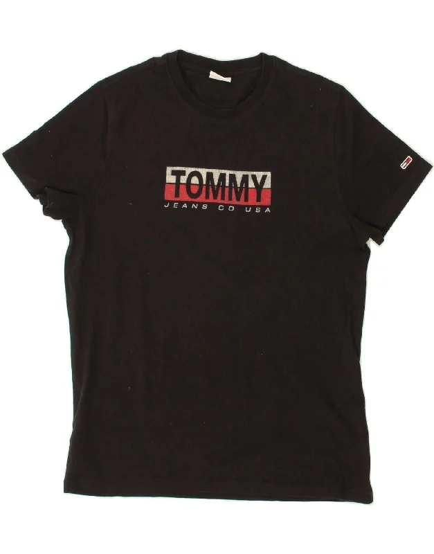 TOMMY HILFIGER Mens Graphic T-Shirt Top Medium Black Cotton Lace Blend Ribbed Blend Corduroy Blend TOMMY HILFIGER Mens Graphic T-Shirt Top Medium Black Cotton Lace Blend Ribbed Blend Corduroy Blend