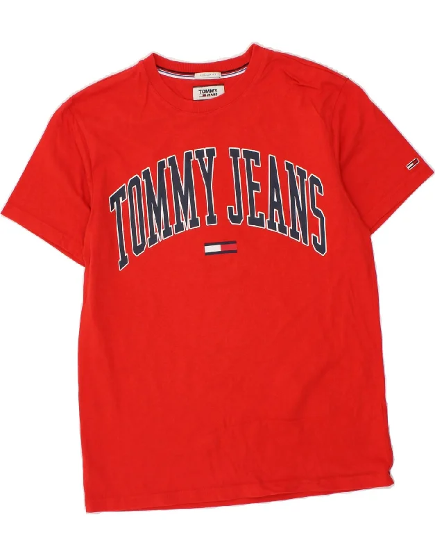 TOMMY HILFIGER Mens Regular Fit Graphic T-Shirt Top Medium Red Cotton Striped Floral Plaid TOMMY HILFIGER Mens Regular Fit Graphic T-Shirt Top Medium Red Cotton Striped Floral Plaid