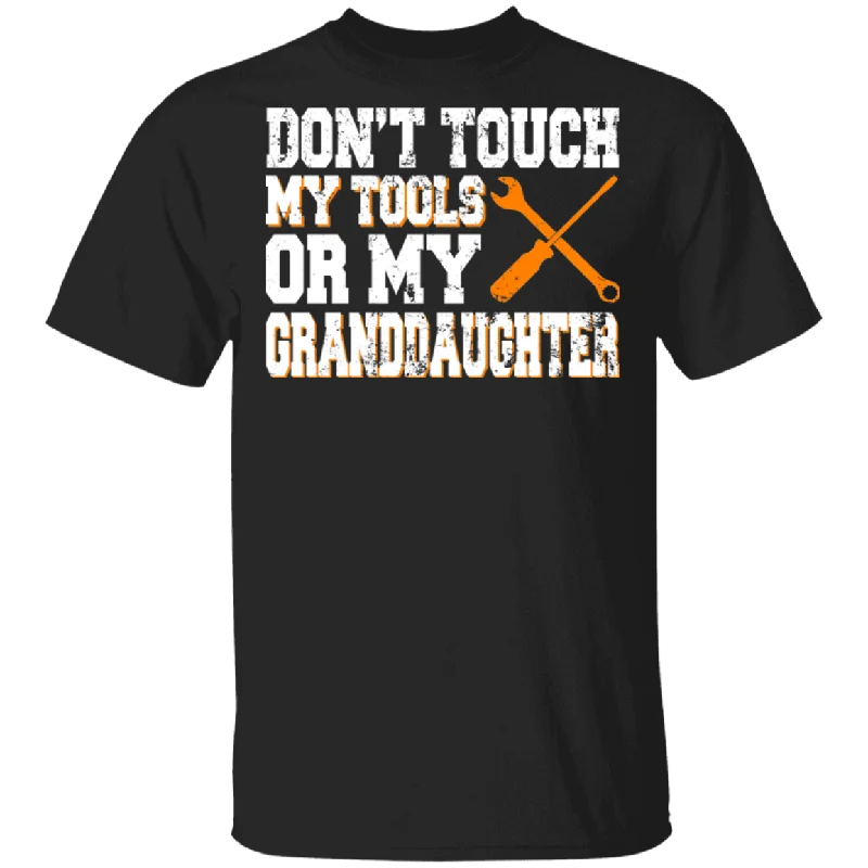 Don't Touch My Tools Or My Granddaughter Shirt Matching Father's Day Mechanic Men Grandpa Gifts T-Shirt Mesh Blend Leather Blend Suede Blend