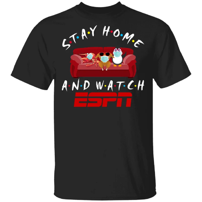 Stay Home And Watch ESPN Funny Shrimp Turkey Penguin Sit On Sofa Shirt Matching ESPN TV Show Lover Fans Gifts T-Shirt Solid Color Striped Floral Stay Home And Watch ESPN Funny Shrimp Turkey Penguin Sit On Sofa Shirt Matching ESPN TV Show Lover Fans Gifts T-Shirt Solid Color Striped Floral