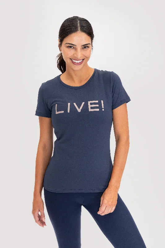 LIVE! Holographic Basic T-Shirt Boxy Fit Fitted Loose