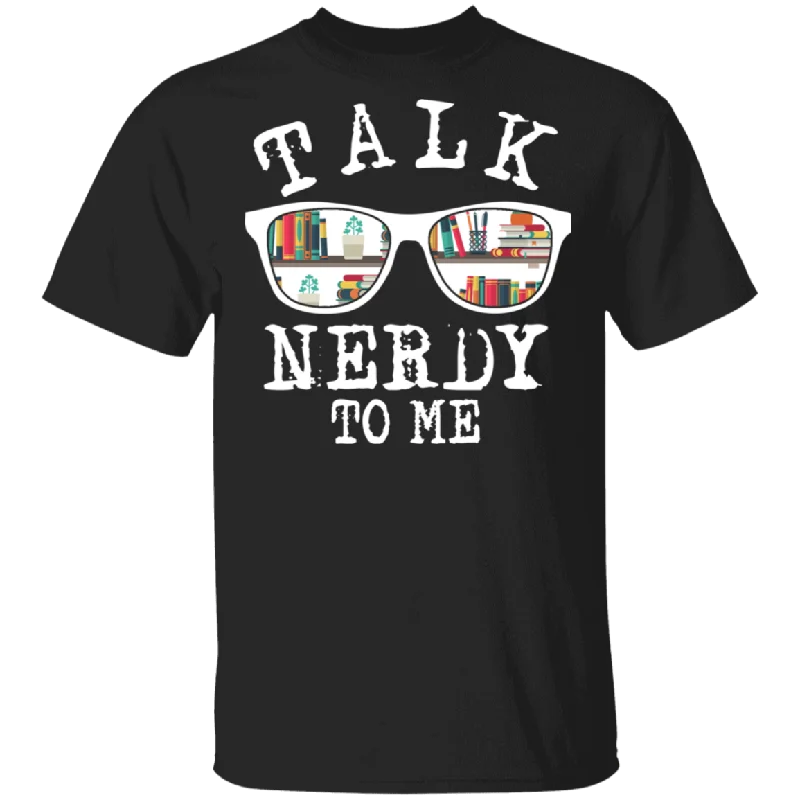 Talk Nerdy To Me Cute Book Glasses Shirt Matching Book Lover Nerd Librarian Reader Gifts T-Shirt Beaded Sequined Faux Fur