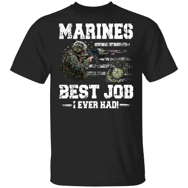Marines Best Job I Ever Had Cute American Marines And Marines Insignia Shirt Matching Marines American Flag Gifts T-Shirt Anti-Pilling Machine Wash Handmade