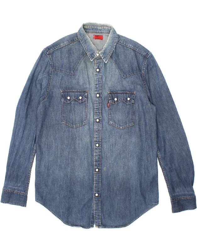 LEVI'S Mens Denim Shirt Large Blue Cotton Rayon Fabric Velvet Fabric Corduroy Fabric LEVI'S Mens Denim Shirt Large Blue Cotton Rayon Fabric Velvet Fabric Corduroy Fabric