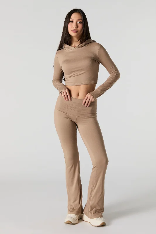 Active Foldover Waist Flare Legging Casual Slim-Fit Leggings