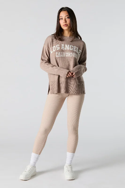 Ribbed Fleece Legging Casual Sporty Leggings