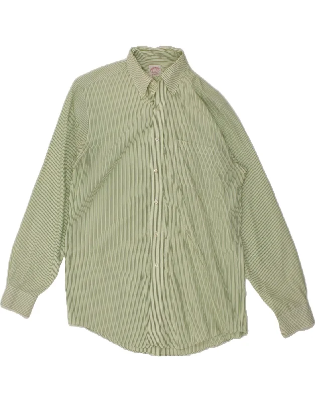 BROOKS BROTHERS Mens Madison Shirt Size 15 1/2 Medium Green Pinstripe Embroidered Appliqued Beaded BROOKS BROTHERS Mens Madison Shirt Size 15 1/2 Medium Green Pinstripe Embroidered Appliqued Beaded