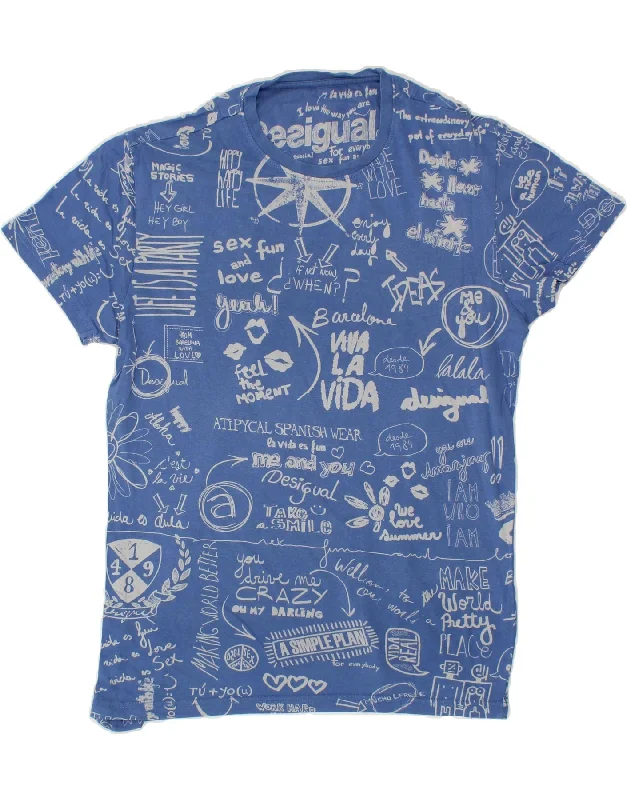 DESIGUAL Mens Graphic T-Shirt Top Small Blue Chenille Blend Fleece Blend Nylon Blend DESIGUAL Mens Graphic T-Shirt Top Small Blue Chenille Blend Fleece Blend Nylon Blend