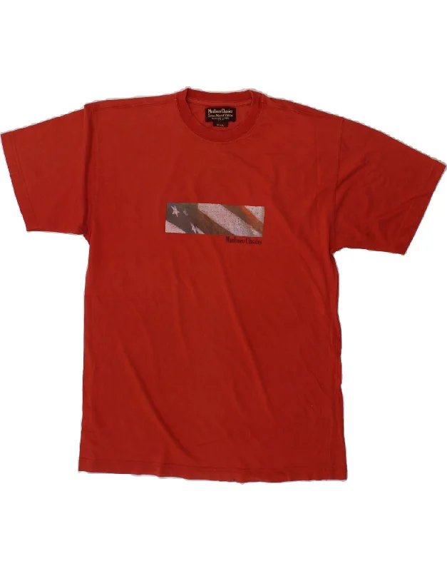 MARLBORO CLASSICS Mens Graphic T-Shirt Top Small Red Cotton Front Pockets Side Pockets Patch Pockets MARLBORO CLASSICS Mens Graphic T-Shirt Top Small Red Cotton Front Pockets Side Pockets Patch Pockets