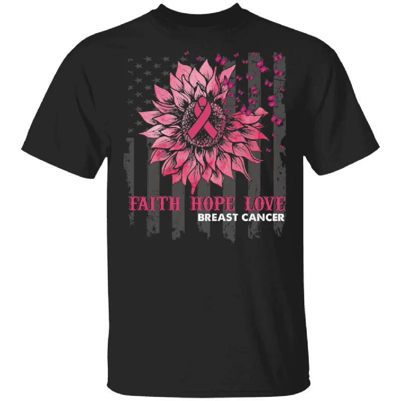 Faith Hope Love Breast Cancer Cute Pink Ribbon Sunflower American Flag Shirt Matching Breast Cancer Awareness Gifts T-Shirt Elasticated Padded Insulated Faith Hope Love Breast Cancer Cute Pink Ribbon Sunflower American Flag Shirt Matching Breast Cancer Awareness Gifts T-Shirt Elasticated Padded Insulated