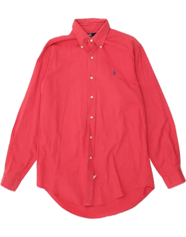 POLO RALPH LAUREN Mens Shirt Medium Pink Cotton Fitted T-Shirt Seamless Stretchy