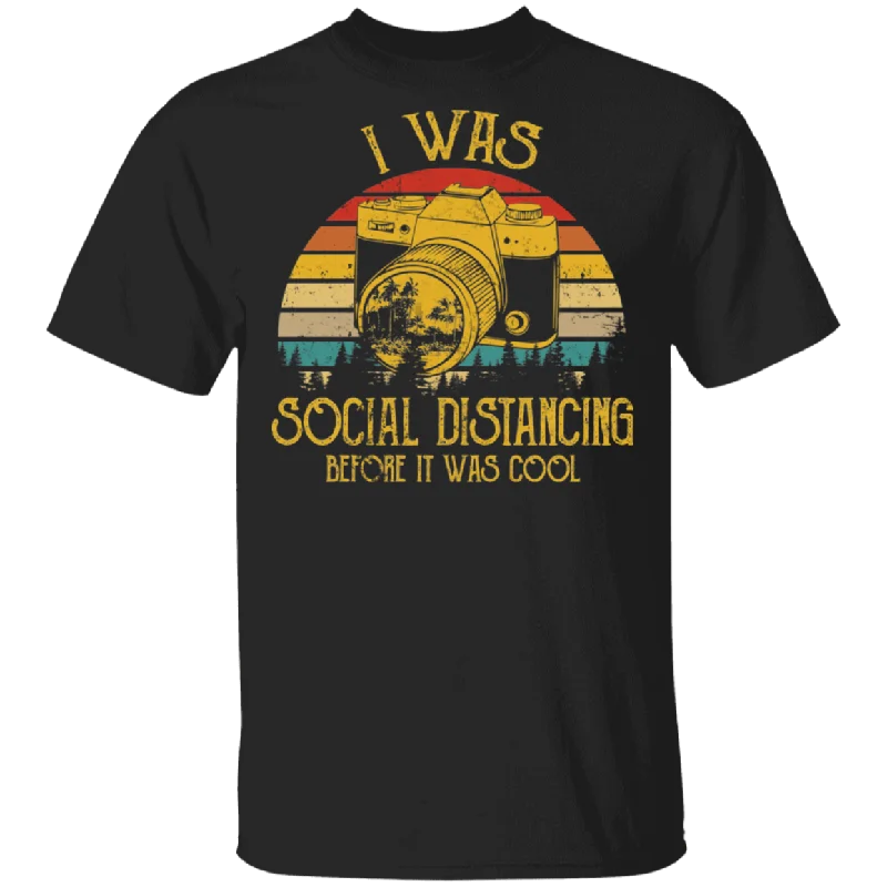 Vintage Retro I Was Social Distancing Before It Was Cool Funny Camera Shirt Matching Cameraman Photographer Camera Lover Gifts T-Shirt Silk Blend Satin Velvet