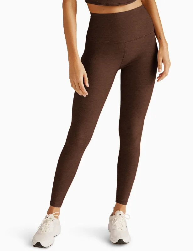 Spacedye Caught In The Midi High Waisted Legging - Bold Mocha Heather Comfortable Power Mesh Leggings