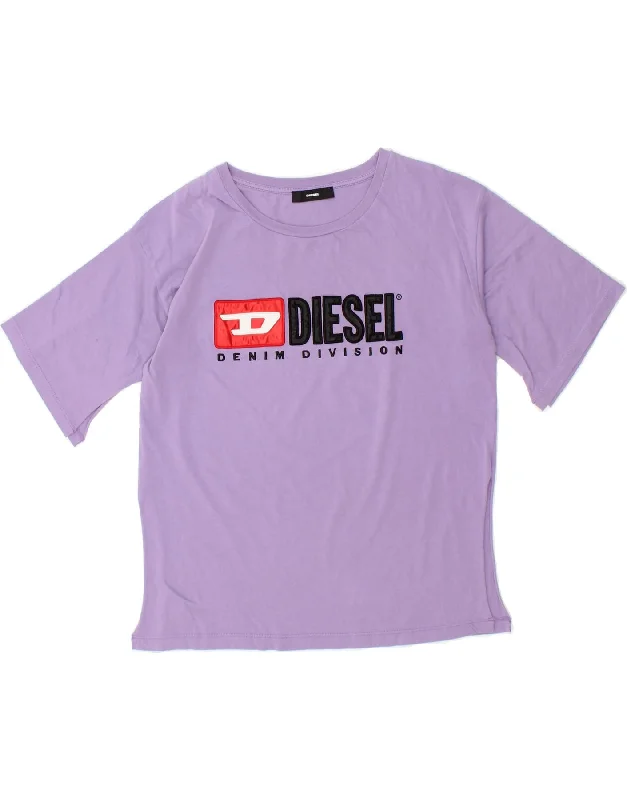 DIESEL Womens Graphic T-Shirt Top UK 14 Medium Purple Cotton Collared Crew Neck Turtle Neck DIESEL Womens Graphic T-Shirt Top UK 14 Medium Purple Cotton Collared Crew Neck Turtle Neck