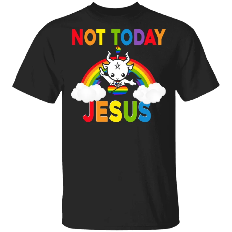 Not Today Jesus Cute LGBT Rainbow Satan Shirt Matching Proud LGBT Support Gay Lesbian Christian Gifts T-Shirt Casual Formal Business
