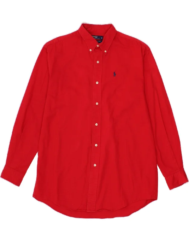 POLO RALPH LAUREN Mens Shirt XL Red Cotton Machine Wash Dry Clean Hand Wash