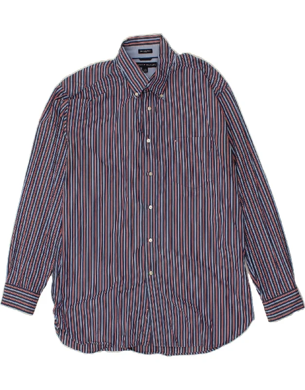 TOMMY HILFIGER Mens Shirt XL Navy Blue Striped Cotton Fitted T-Shirt Seamless Stretchy TOMMY HILFIGER Mens Shirt XL Navy Blue Striped Cotton Fitted T-Shirt Seamless Stretchy