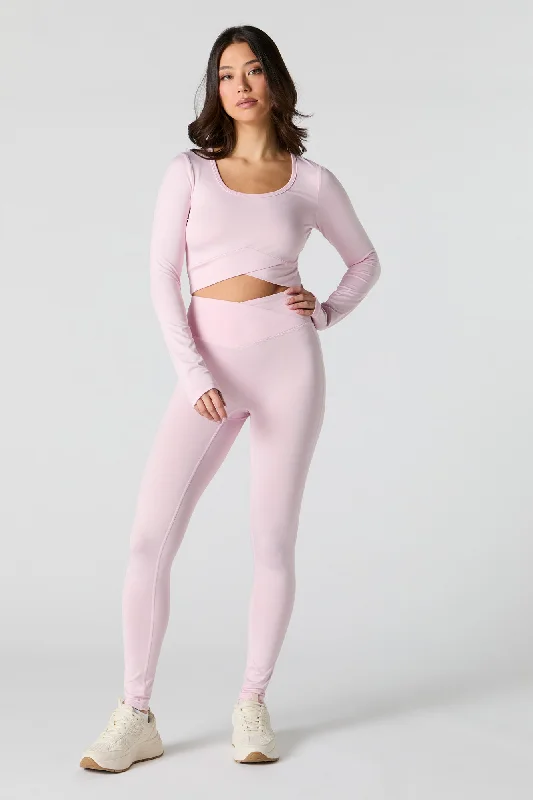 Active Criss Cross Waist Legging Comfortable Wide-Band Leggings