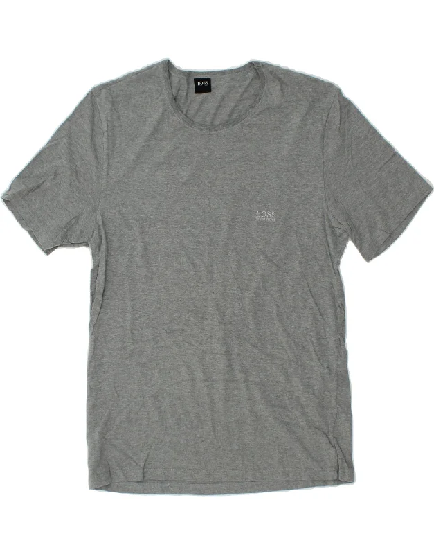 HUGO BOSS Mens T-Shirt Top Medium Grey Cotton Plaid T-Shirt Polka Dot Checkered