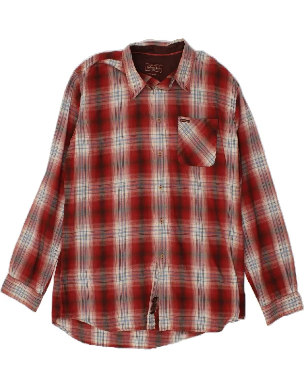 MARLBORO CLASSICS Mens Shirt 3XL Red Plaid Cotton Terry Blend Velvet Blend Canvas Blend
